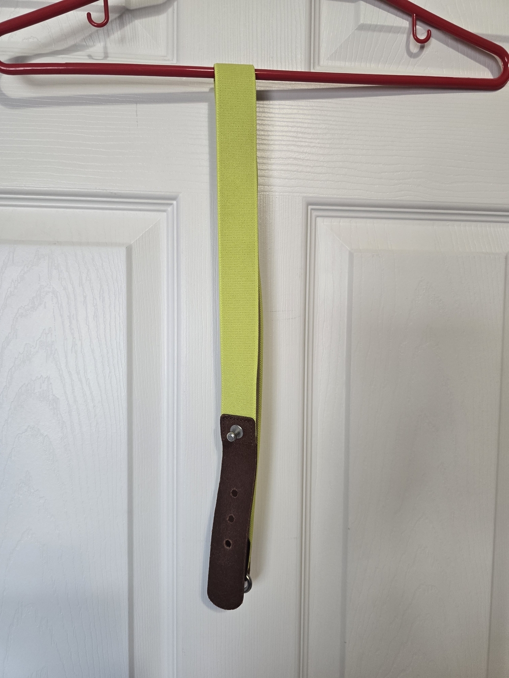 Stretch Elastic Belt in Lime Green with Brown Accent